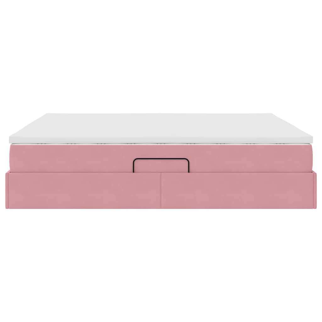 Letto con contenitore e materasso Rosa 160 x 200 cm Velluto | homemem39
