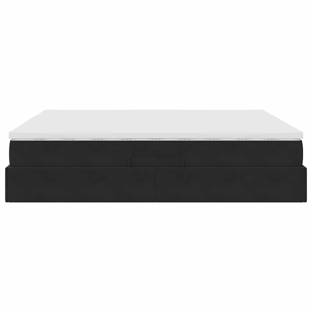 Letto con contenitore e materasso Nero 180 x 200 cm Velluto | homemem39