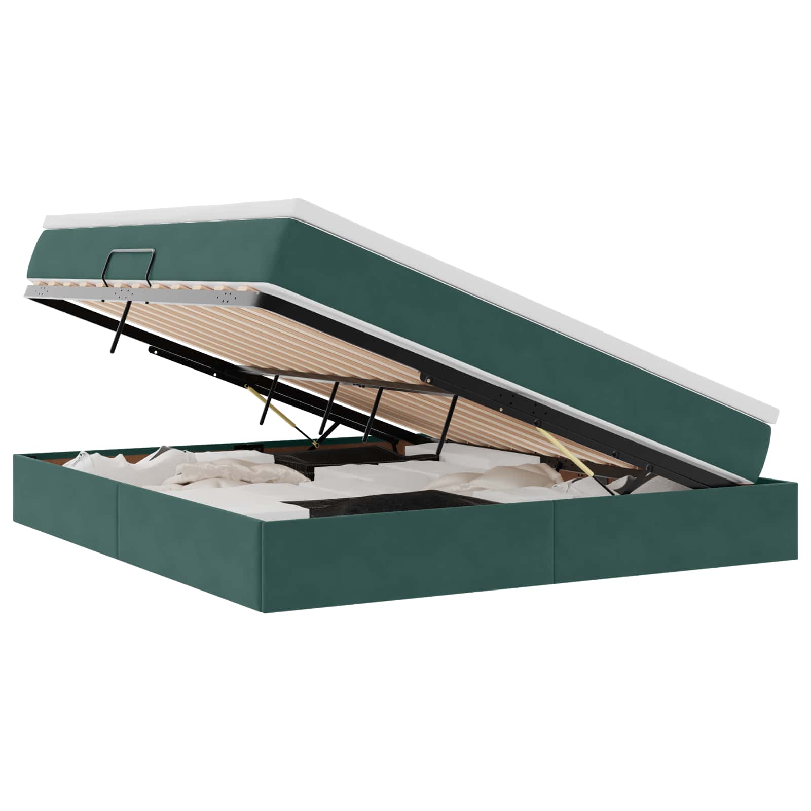 Letto con contenitore e materasso Verde Scuro 180 x 200 cm | homemem39