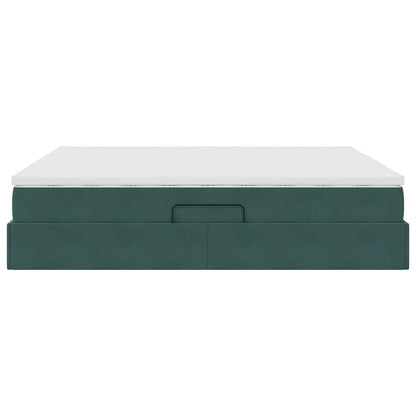 Letto con contenitore e materasso Verde Scuro 180 x 200 cm