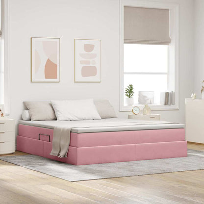 Letto con contenitore e materasso Rosa 180 x 200 cm Velluto | homemem39