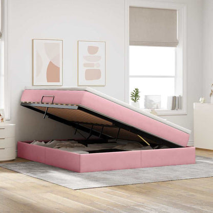 Letto con contenitore e materasso Rosa 180 x 200 cm Velluto | homemem39