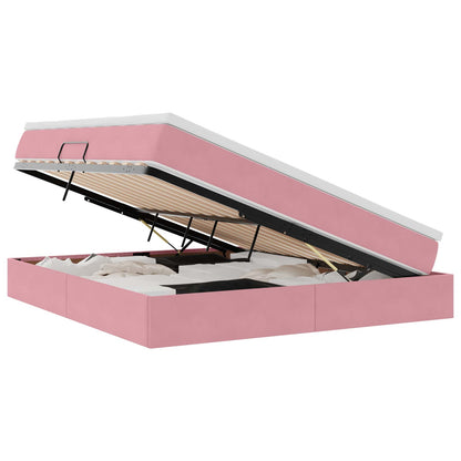 Letto con contenitore e materasso Rosa 180 x 200 cm Velluto | homemem39