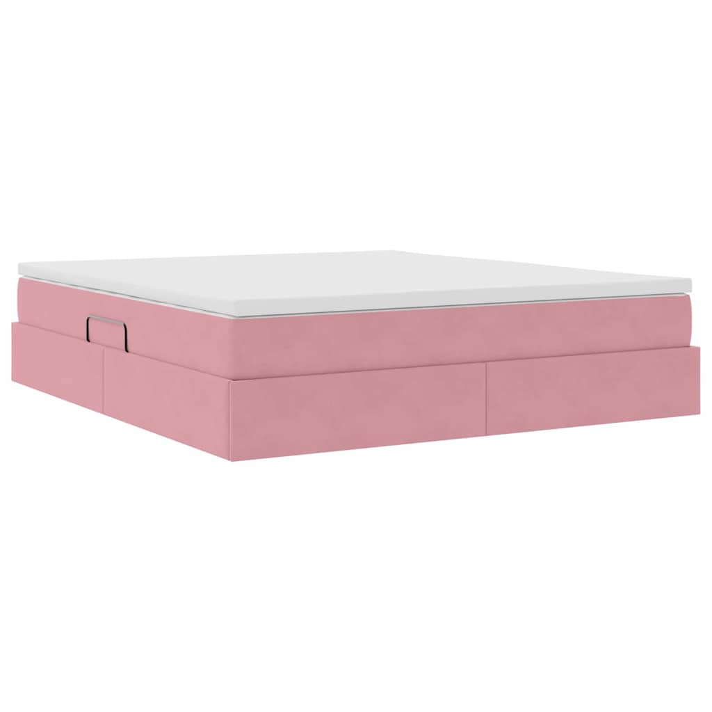 Letto con contenitore e materasso Rosa 180 x 200 cm Velluto | homemem39