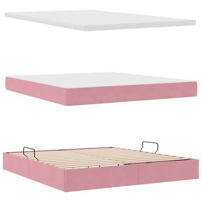 Letto con contenitore e materasso Rosa 180 x 200 cm Velluto | homemem39