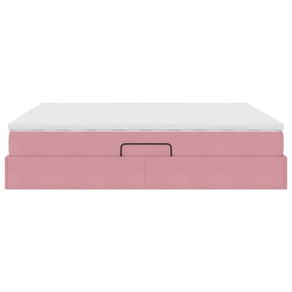 Letto con contenitore e materasso Rosa 180 x 200 cm Velluto | homemem39