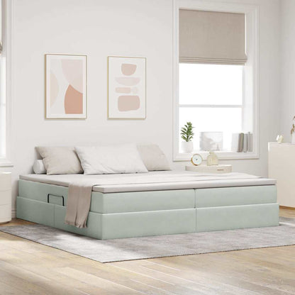 Letto con contenitore e materasso Grigio chiaro 200 x 200 cm | homemem39