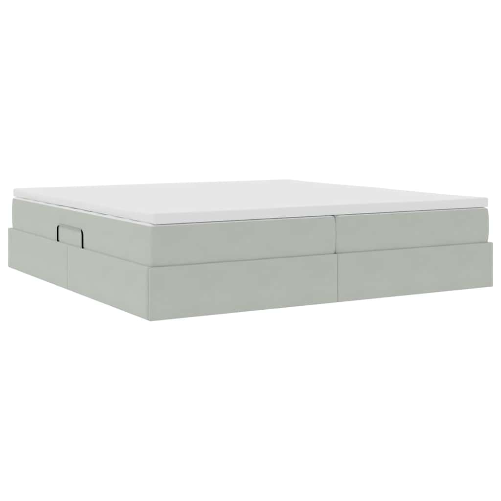 Letto con contenitore e materasso Grigio chiaro 200 x 200 cm | homemem39