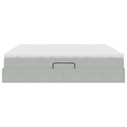 Letto con contenitore e materasso Grigio chiaro 200 x 200 cm | homemem39