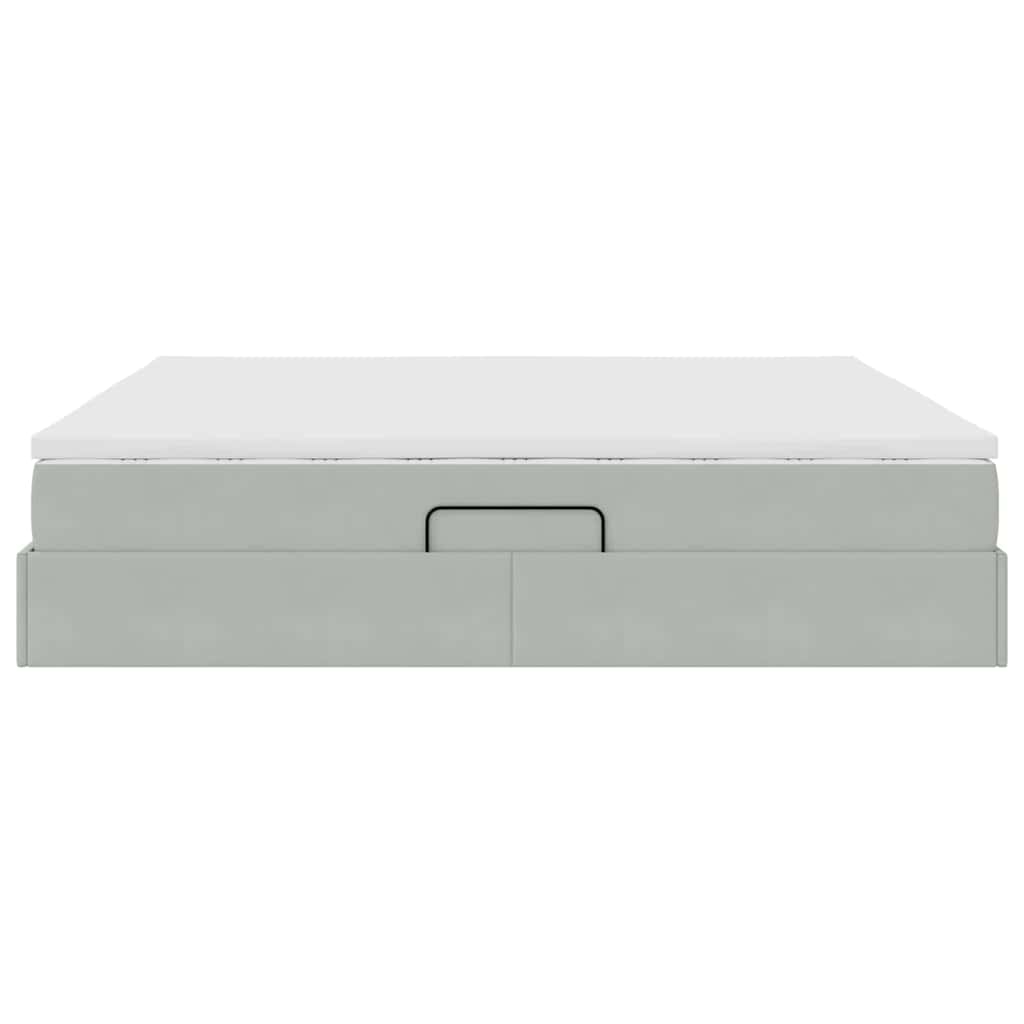 Letto con contenitore e materasso Grigio chiaro 200 x 200 cm