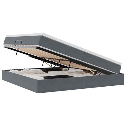 Letto con contenitore e materasso Grigio scuro 200 x 200 cm | homemem39