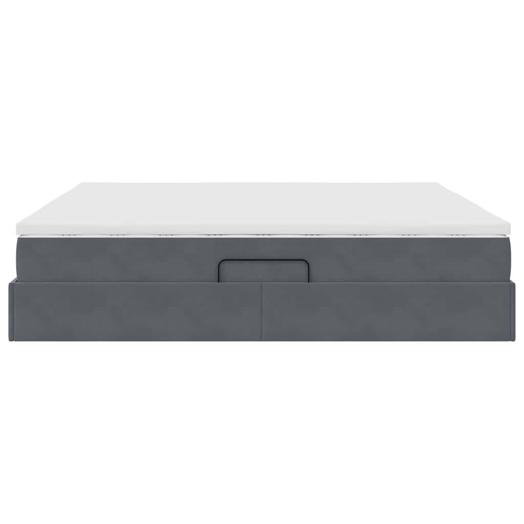 Letto con contenitore e materasso Grigio scuro 200 x 200 cm | homemem39