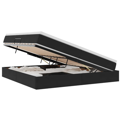 Letto con contenitore e materasso Nero 200 x 200 cm Velluto | homemem39