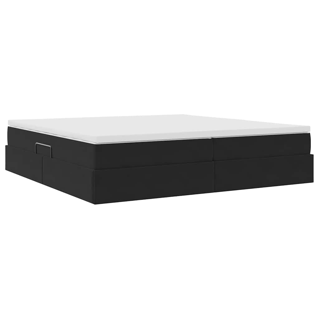 Letto con contenitore e materasso Nero 200 x 200 cm Velluto | homemem39