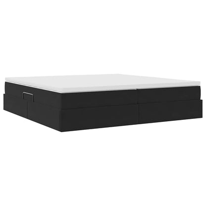 Letto con contenitore e materasso Nero 200 x 200 cm Velluto | homemem39