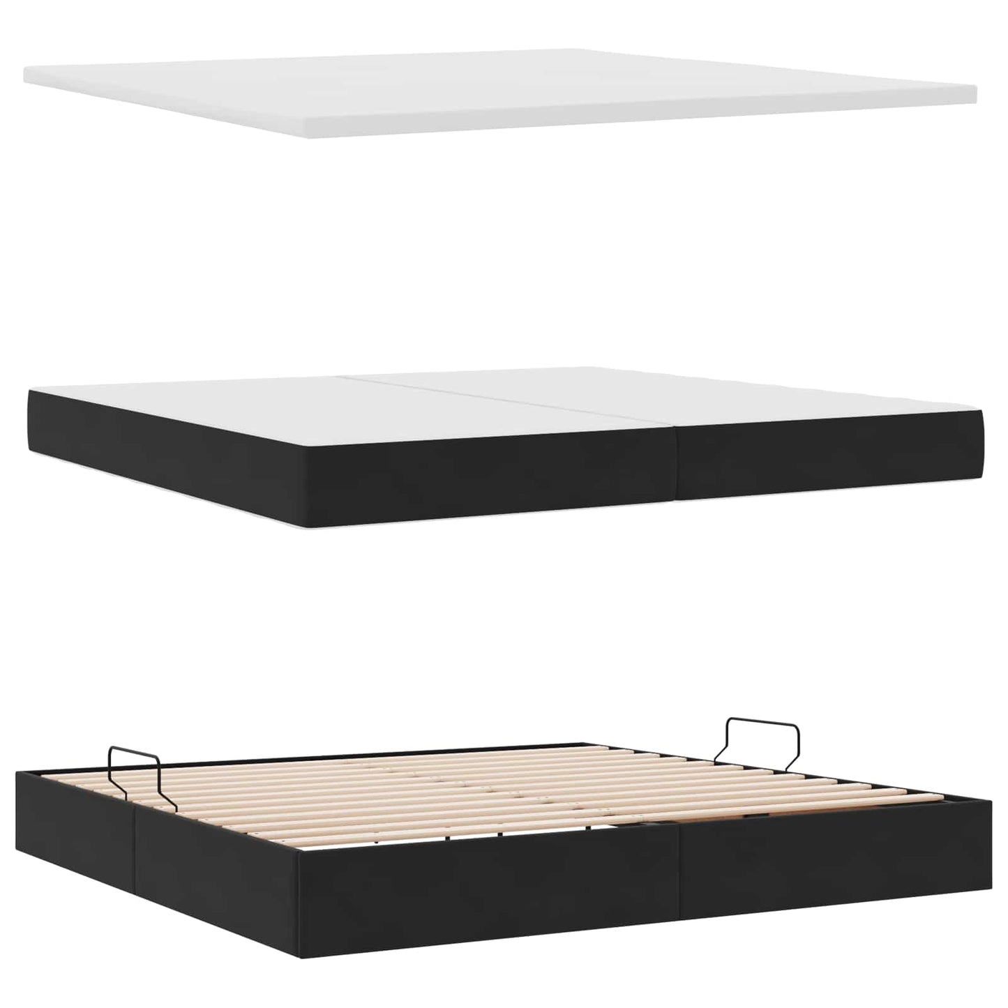 Letto con contenitore e materasso Nero 200 x 200 cm Velluto | homemem39