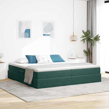 Letto con contenitore e materasso Verde Scuro 200 x 200 cm | homemem39