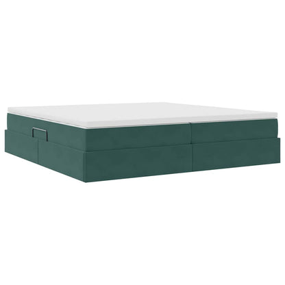 Letto con contenitore e materasso Verde Scuro 200 x 200 cm | homemem39