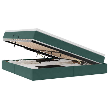 Letto con contenitore e materasso Verde Scuro 200 x 200 cm | homemem39