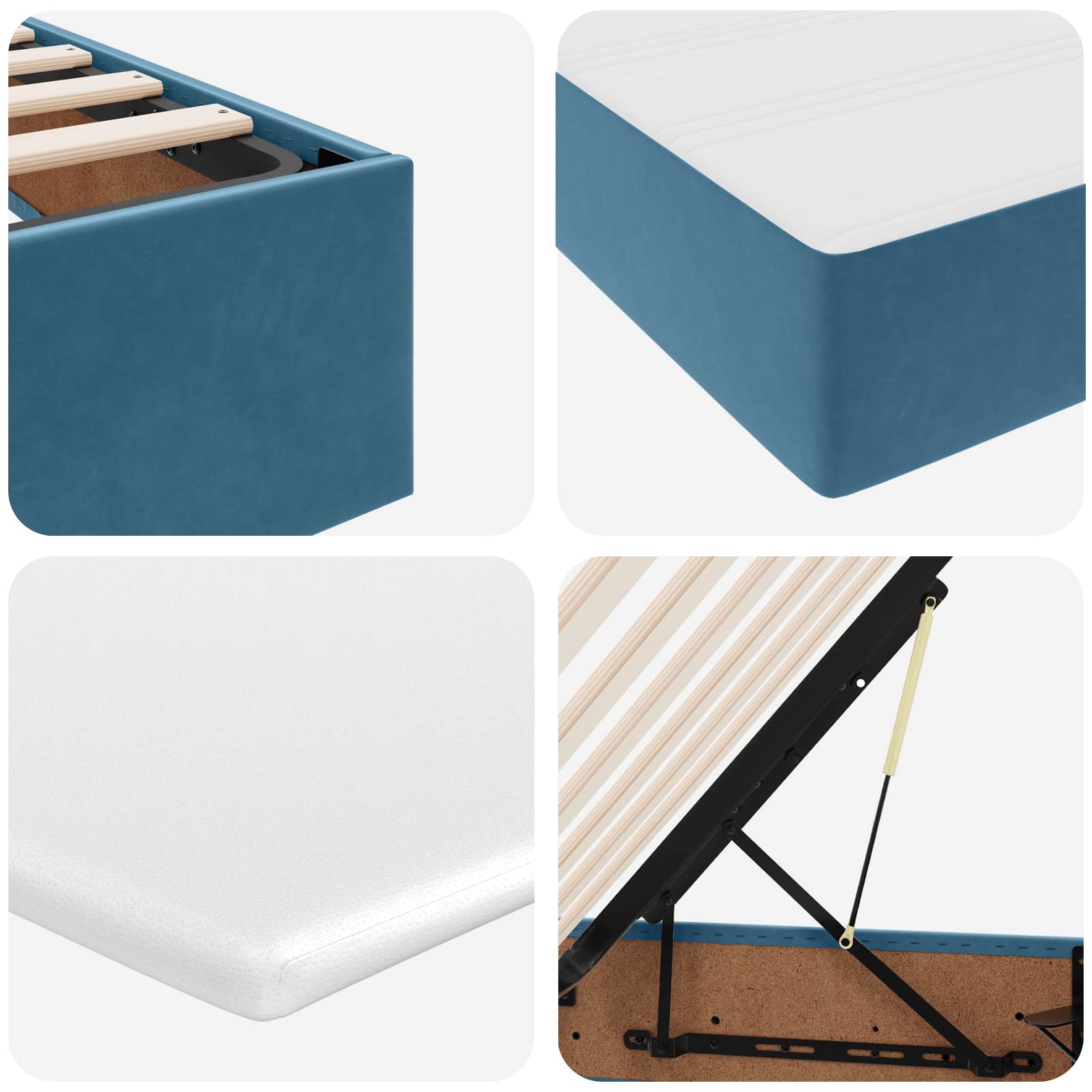 Letto con contenitore e materasso Blu Scuro 200 x 200 cm | homemem39