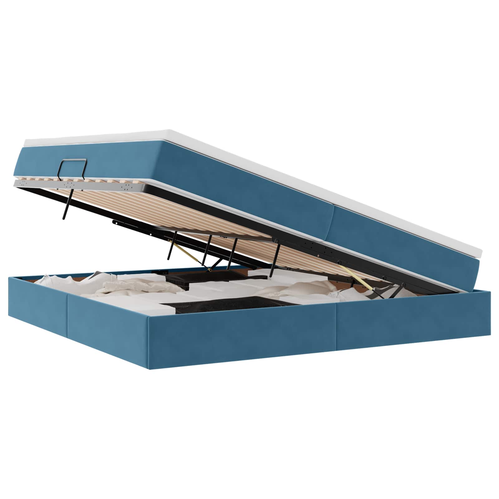 Letto con contenitore e materasso Blu Scuro 200 x 200 cm | homemem39