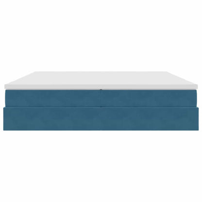 Letto con contenitore e materasso Blu Scuro 200 x 200 cm