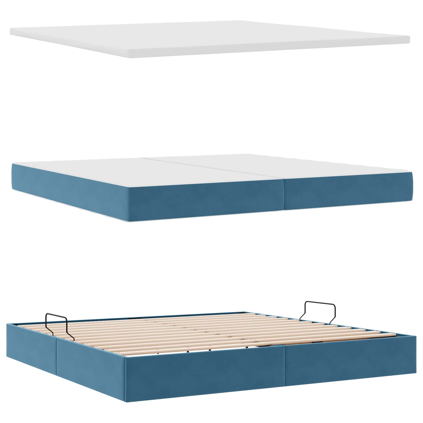 Letto con contenitore e materasso Blu Scuro 200 x 200 cm | homemem39