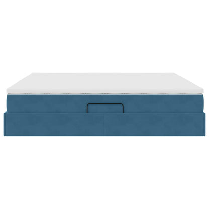 Letto con contenitore e materasso Blu Scuro 200 x 200 cm | homemem39