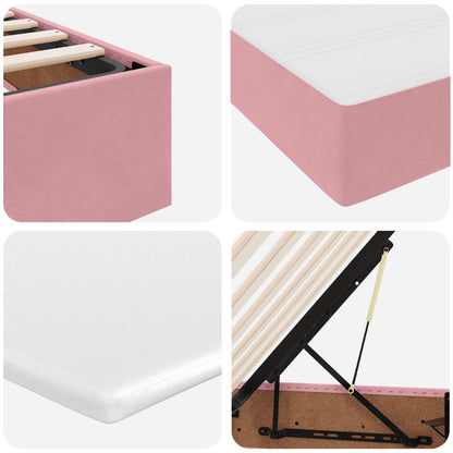 Letto con contenitore e materasso Rosa 200 x 200 cm Velluto | homemem39