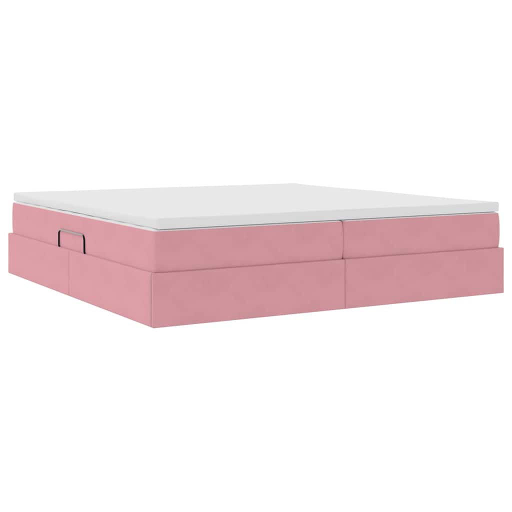 Letto con contenitore e materasso Rosa 200 x 200 cm Velluto | homemem39