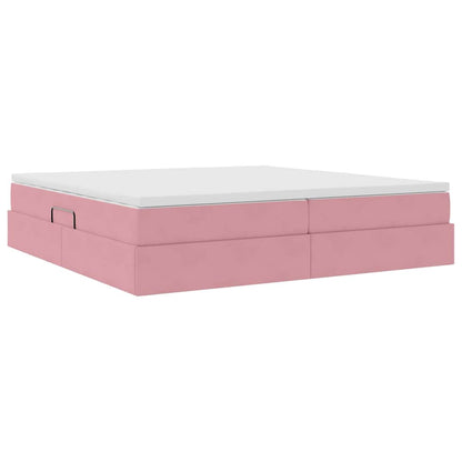 Letto con contenitore e materasso Rosa 200 x 200 cm Velluto | homemem39