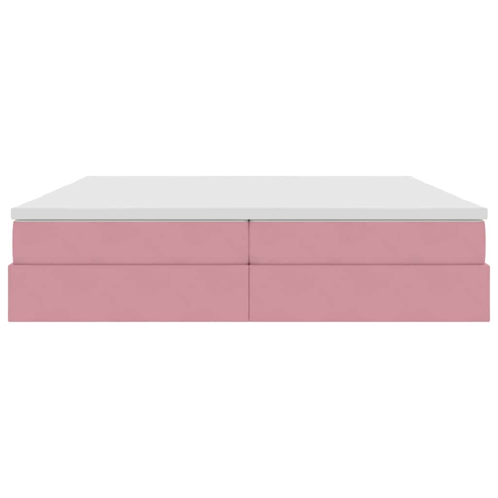 Letto con contenitore e materasso Rosa 200 x 200 cm Velluto | homemem39