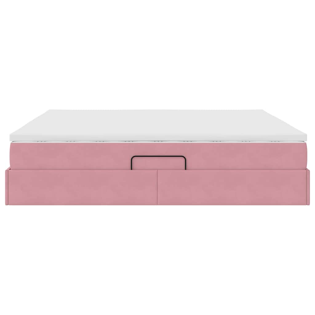 Letto con contenitore e materasso Rosa 200 x 200 cm Velluto | homemem39