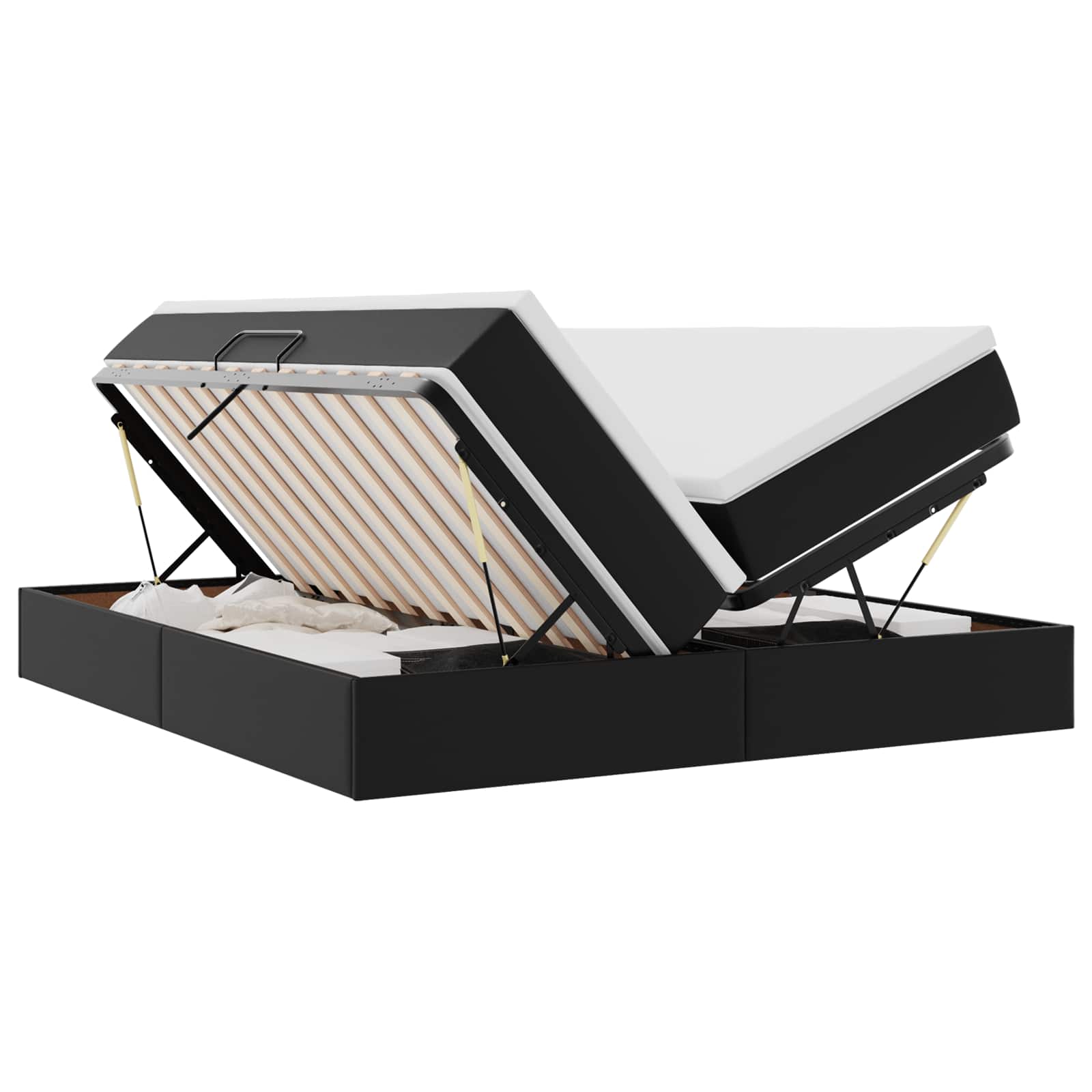 Letto con contenitore e materasso Nero 200 x 200 cm | homemem39