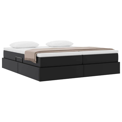 Letto con contenitore e materasso Nero 200 x 200 cm | homemem39