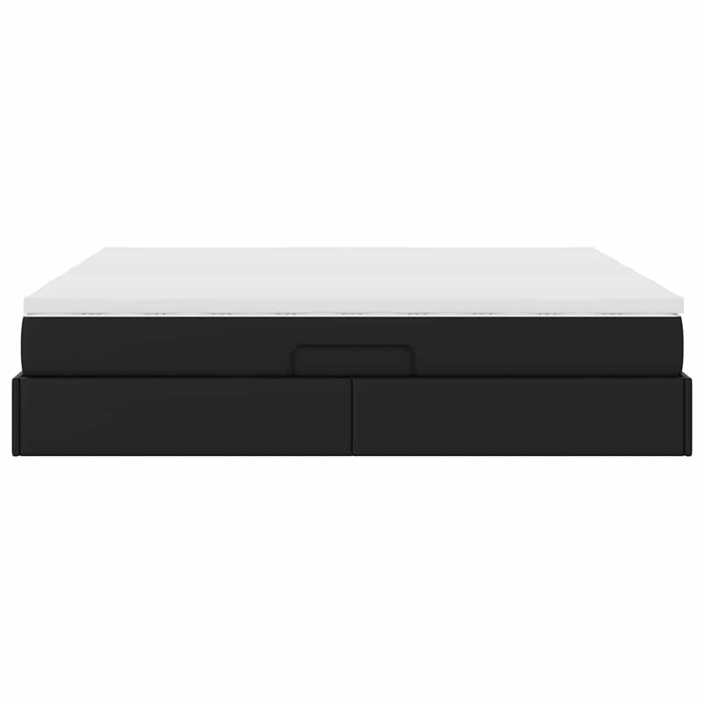 Letto con contenitore e materasso Nero 200 x 200 cm | homemem39
