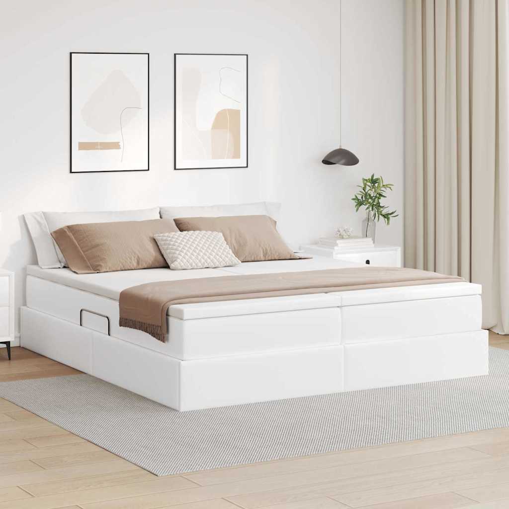 Letto con contenitore e materasso Bianco 200 x 200 cm | homemem39