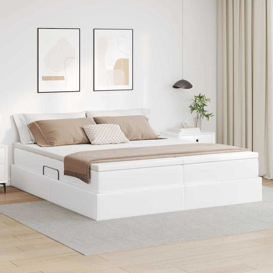 Letto con contenitore e materasso Bianco 200 x 200 cm | homemem39