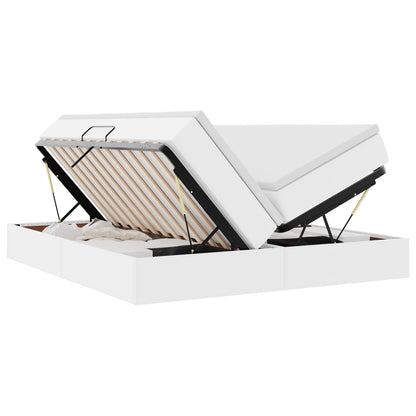Letto con contenitore e materasso Bianco 200 x 200 cm