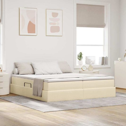 Letto con contenitore e materasso Crema 180 x 200 cm Poliestere | homemem39