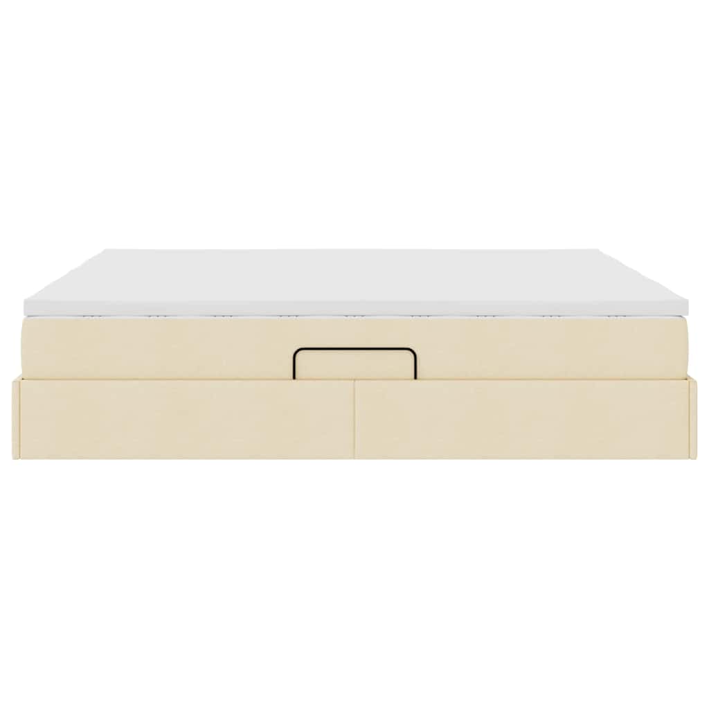 Letto con contenitore e materasso Crema 180 x 200 cm Poliestere