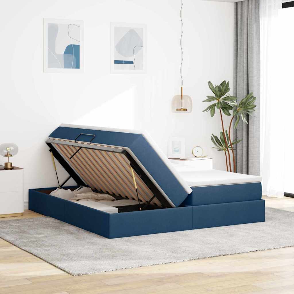 Letto con contenitore e materasso Blu 180 x 200 cm Poliestere | homemem39