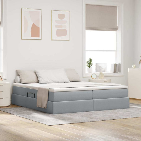 Letto con contenitore e materasso Grigio chiaro 200 x 200 cm | homemem39