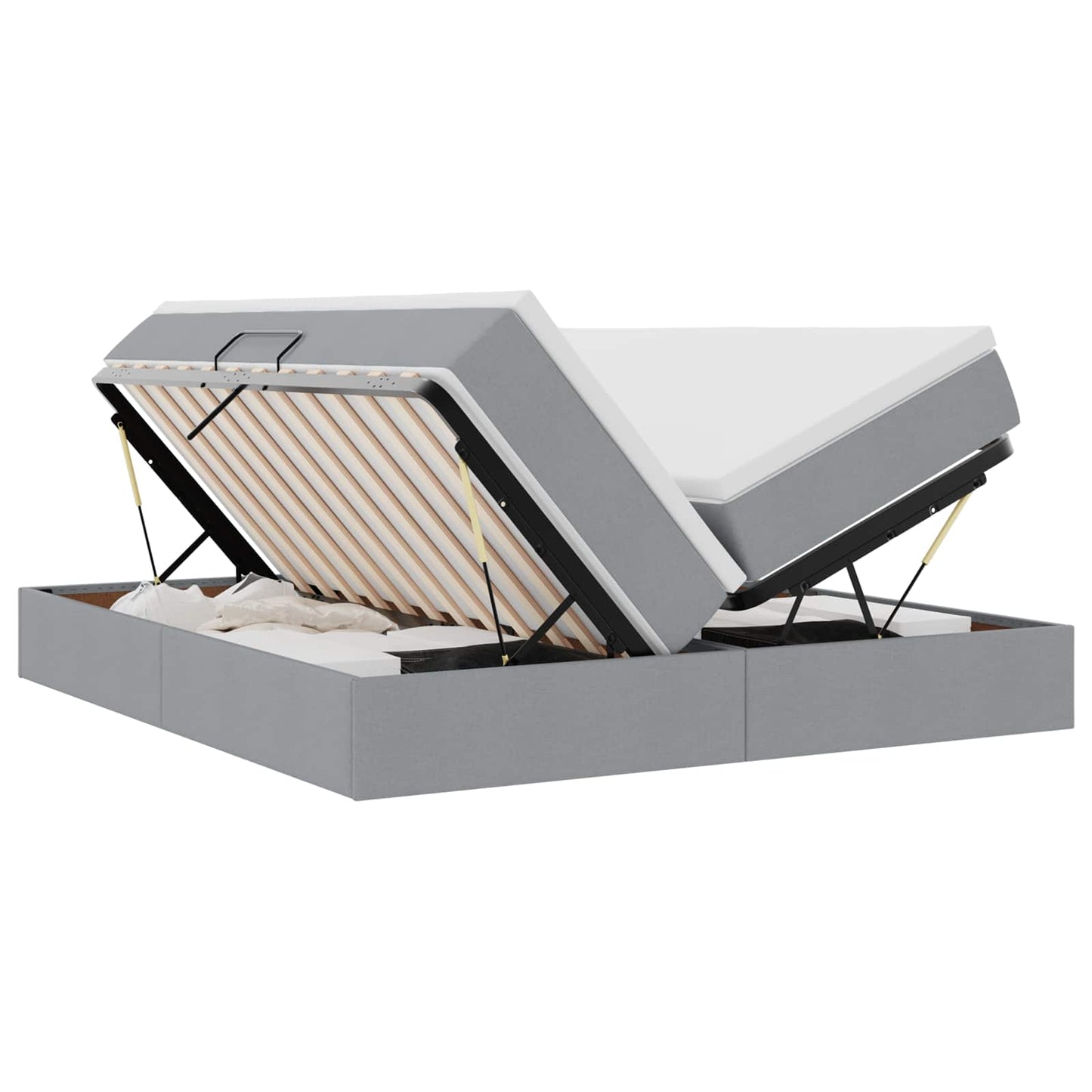 Letto con contenitore e materasso Grigio chiaro 200 x 200 cm | homemem39