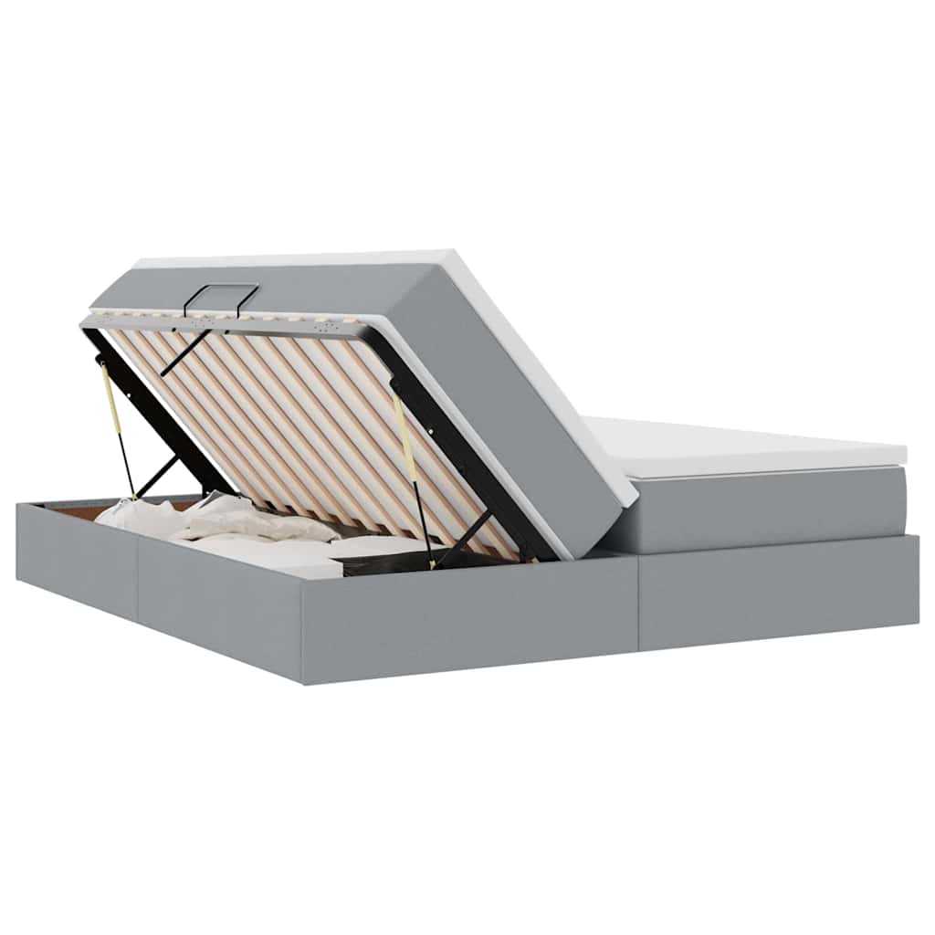 Letto con contenitore e materasso Grigio chiaro 200 x 200 cm | homemem39