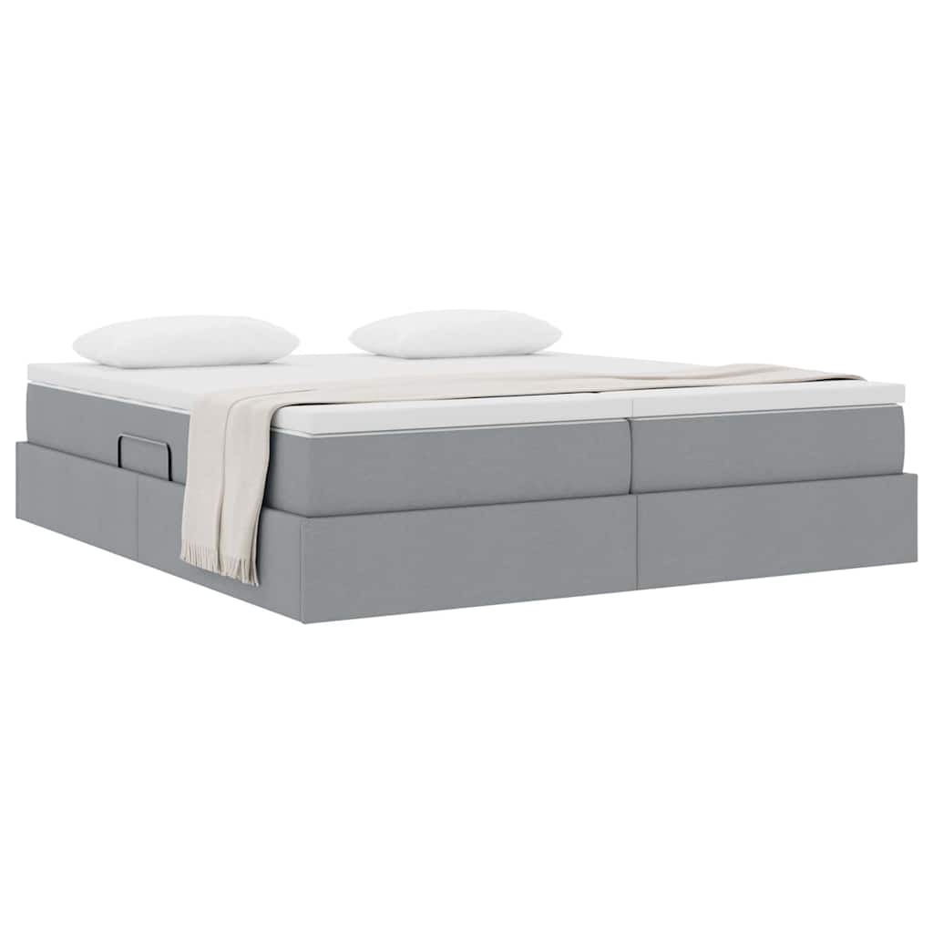 Letto con contenitore e materasso Grigio chiaro 200 x 200 cm | homemem39