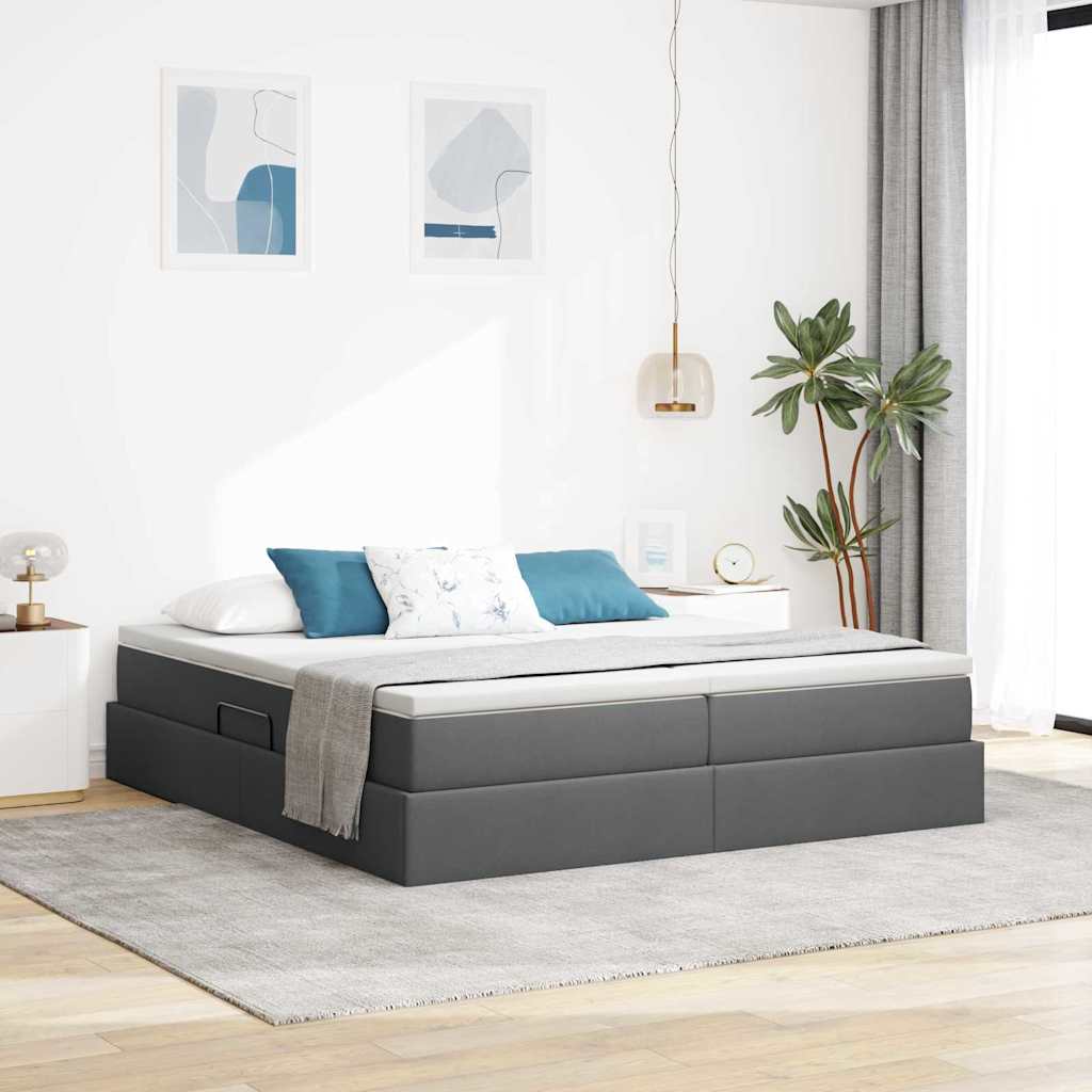 Letto con contenitore e materasso Grigio scuro 200 x 200 cm | homemem39