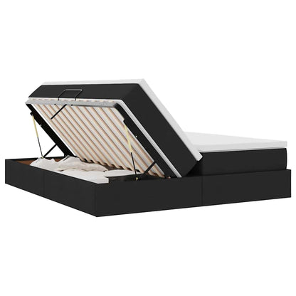 Letto con contenitore e materasso Nero 200 x 200 cm Poliestere | homemem39