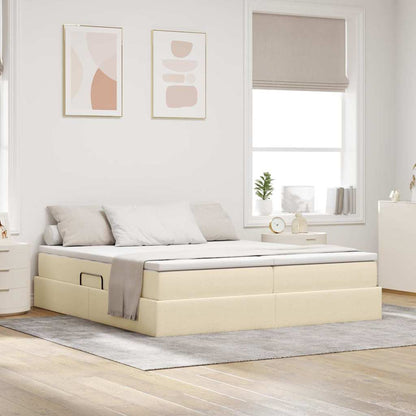 Letto con contenitore e materasso Crema 200 x 200 cm Poliestere | homemem39