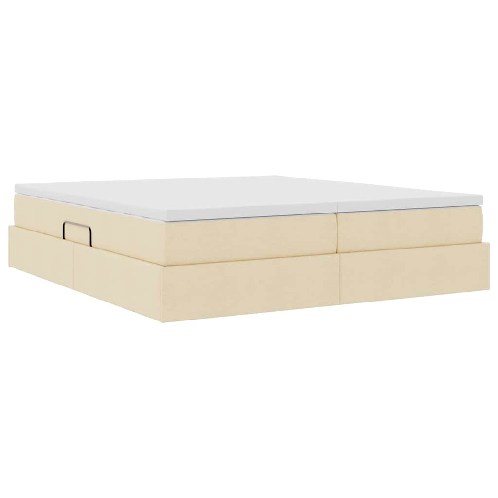 Letto con contenitore e materasso Crema 200 x 200 cm Poliestere | homemem39